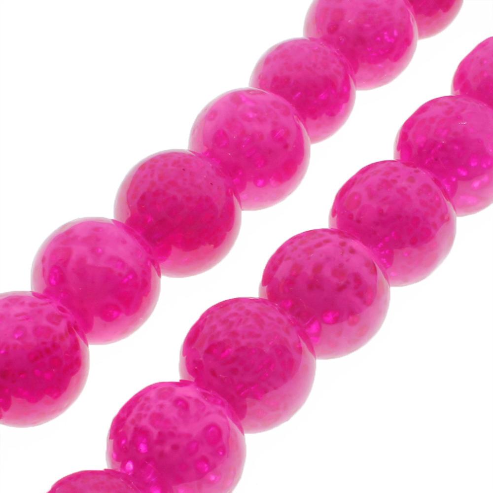 Speckled Glass Beads 10mm Round - Fuchsia