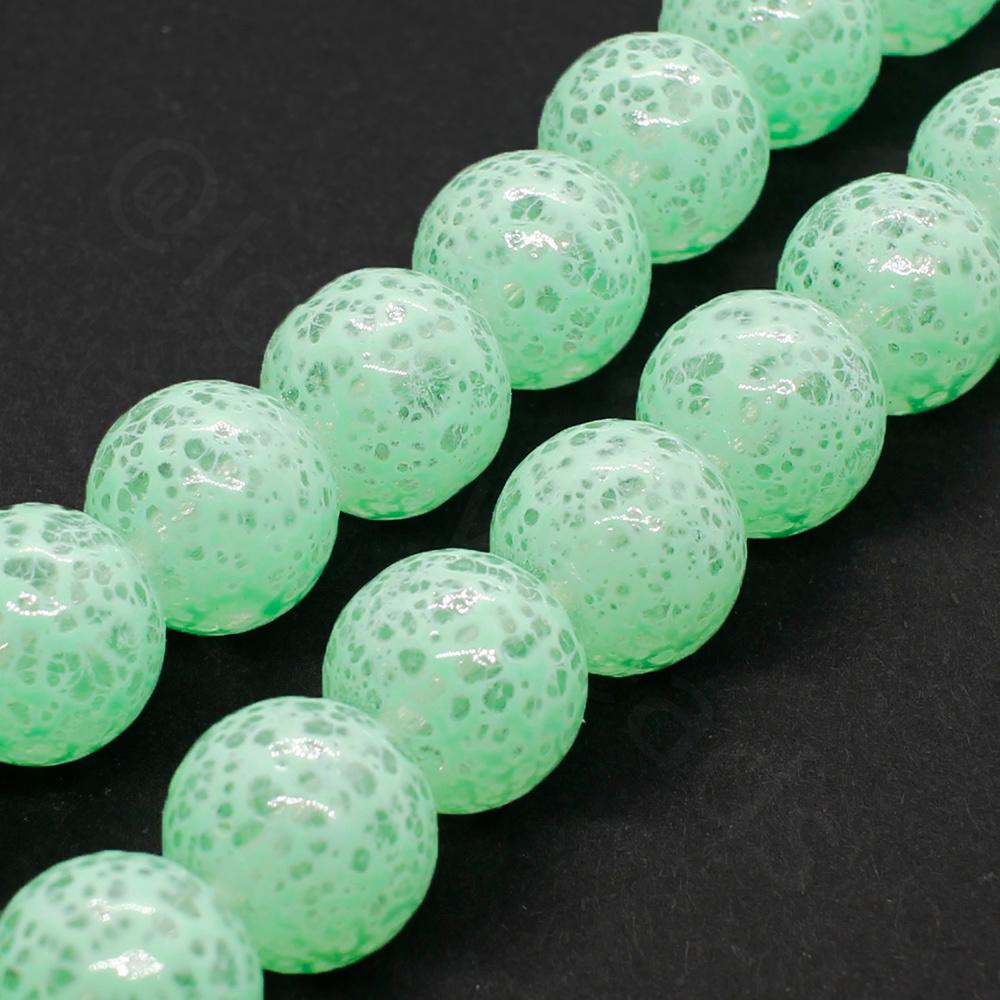 Speckled Glass Beads 10mm Round - Lime Green