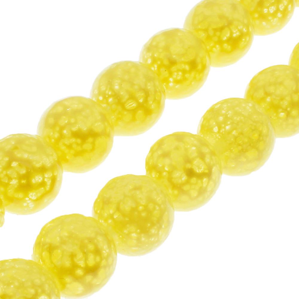 Speckled Glass Beads 10mm Round - Yellow