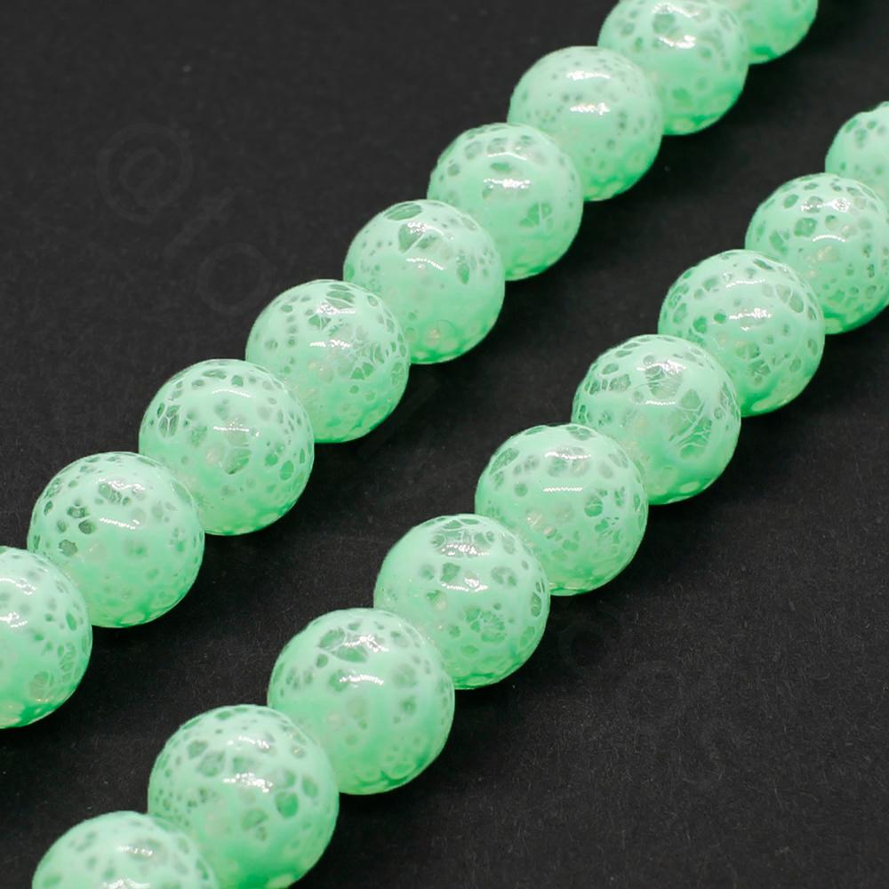 Speckled Glass Beads 8mm Round - Lime Green