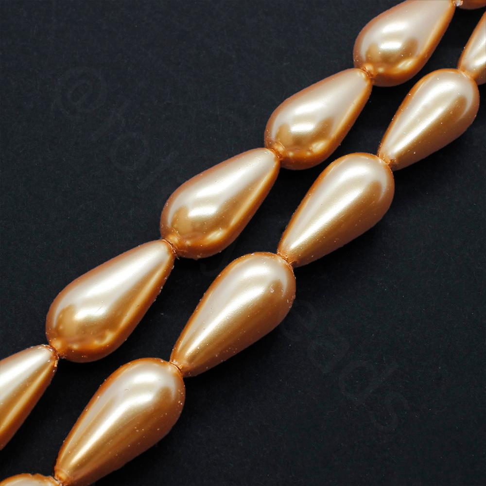 Glass Pearl Drop Beads 8x16mm - Gold