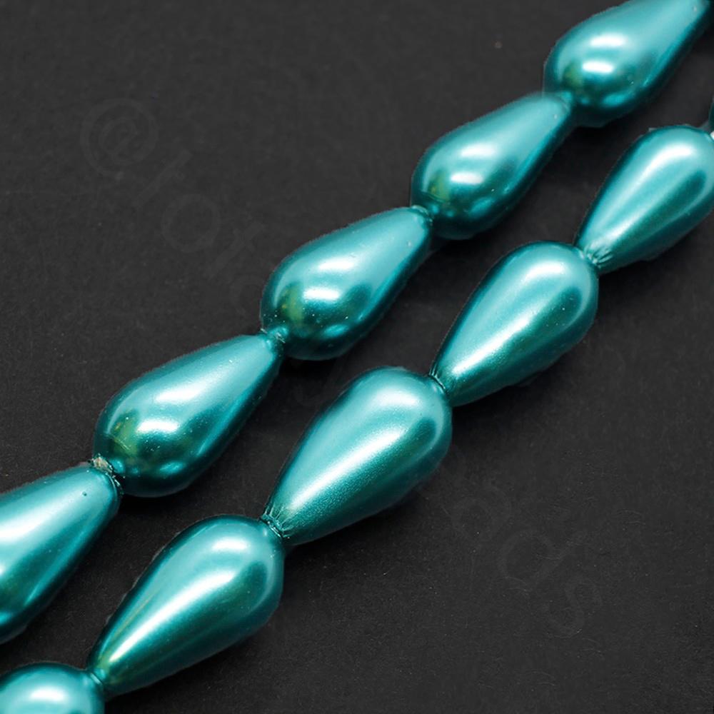 Glass Pearl Drop Beads 8x16mm - Teal