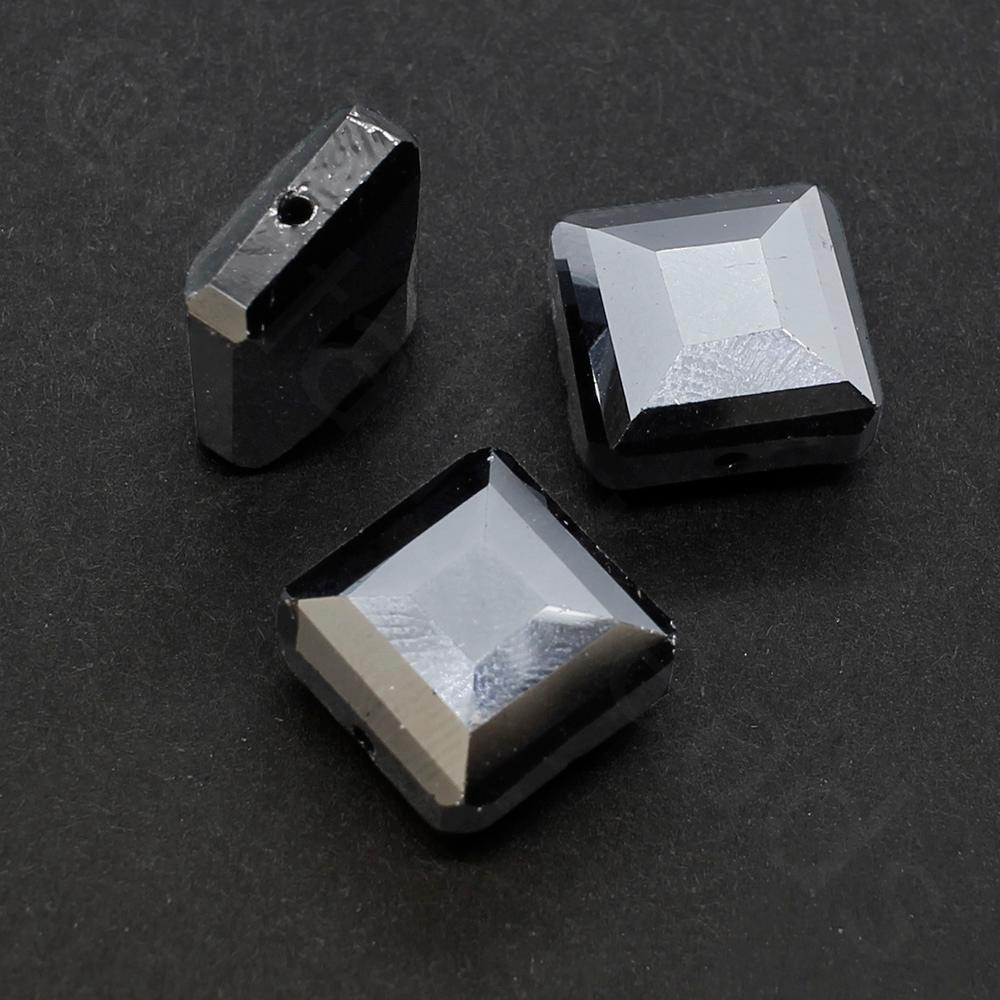 Crystal Square 14mm - Hematite 8pcs