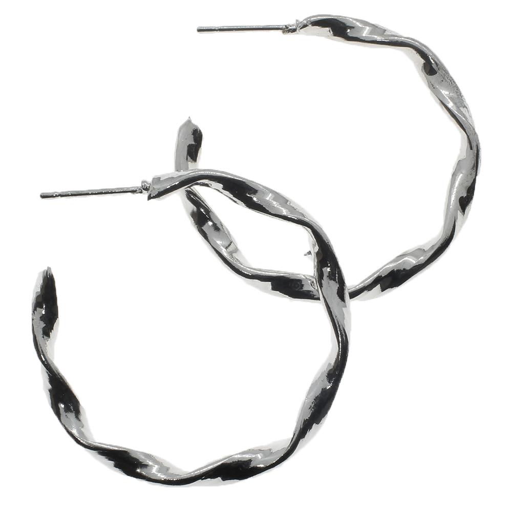 Twisted Loop Earrings 32mm - Silver