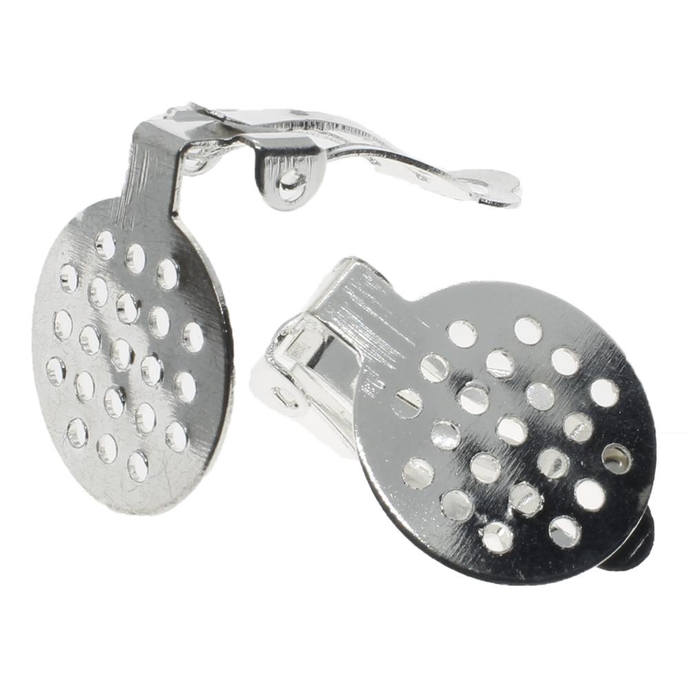 Clip on Earring with Sieve 15mm 5 Pair - Silver