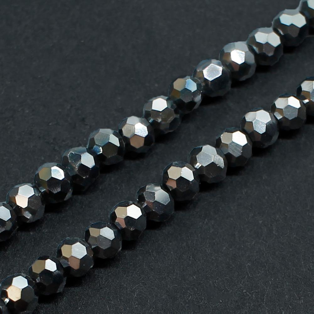 Crystal Round Beads  3mm - Charcoal Black