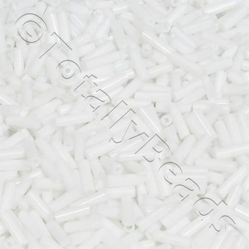 Bugle Beads 6mm - Opaque White 100g