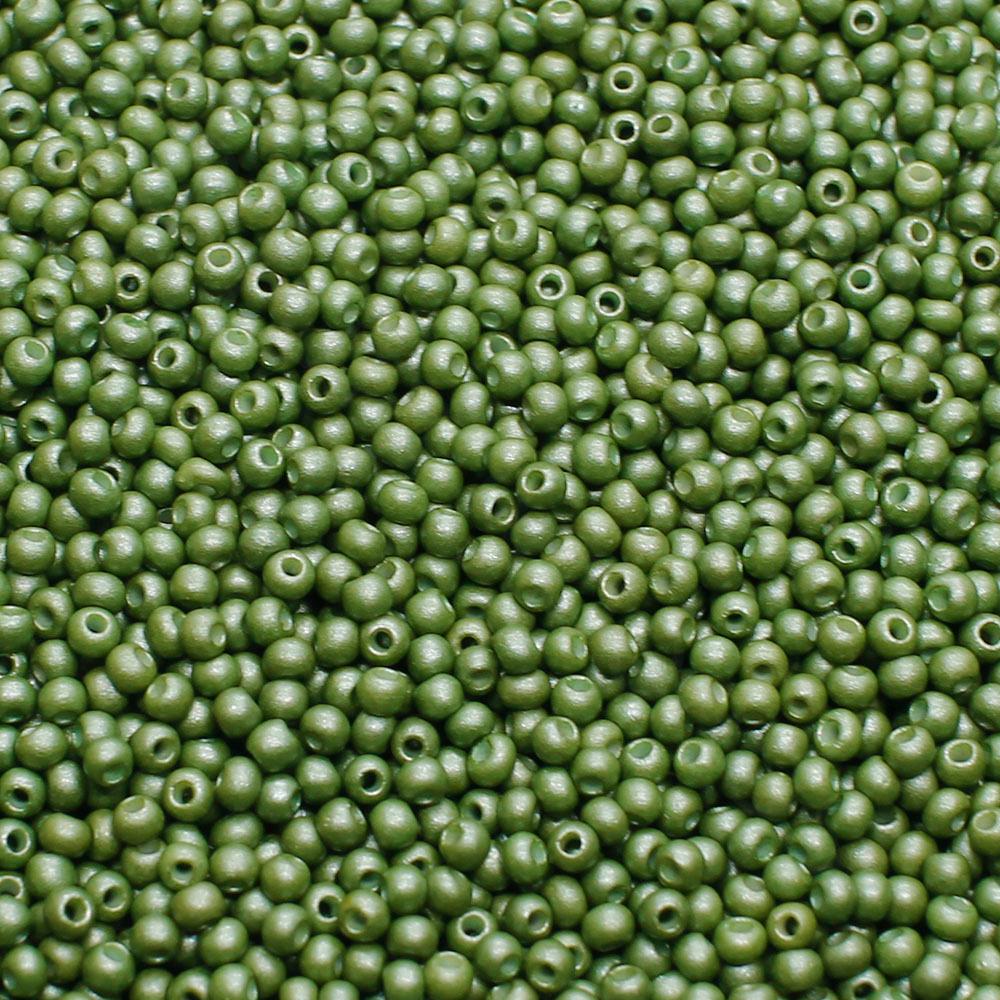 FGB Seed Beads Size 12 Opaque Matt Green  - 50g