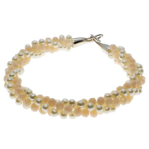 Kumihimo Cream Beaded Bracelet Kit bracelet making kit — DIY set with beads and instructions for creating handmade jewelry