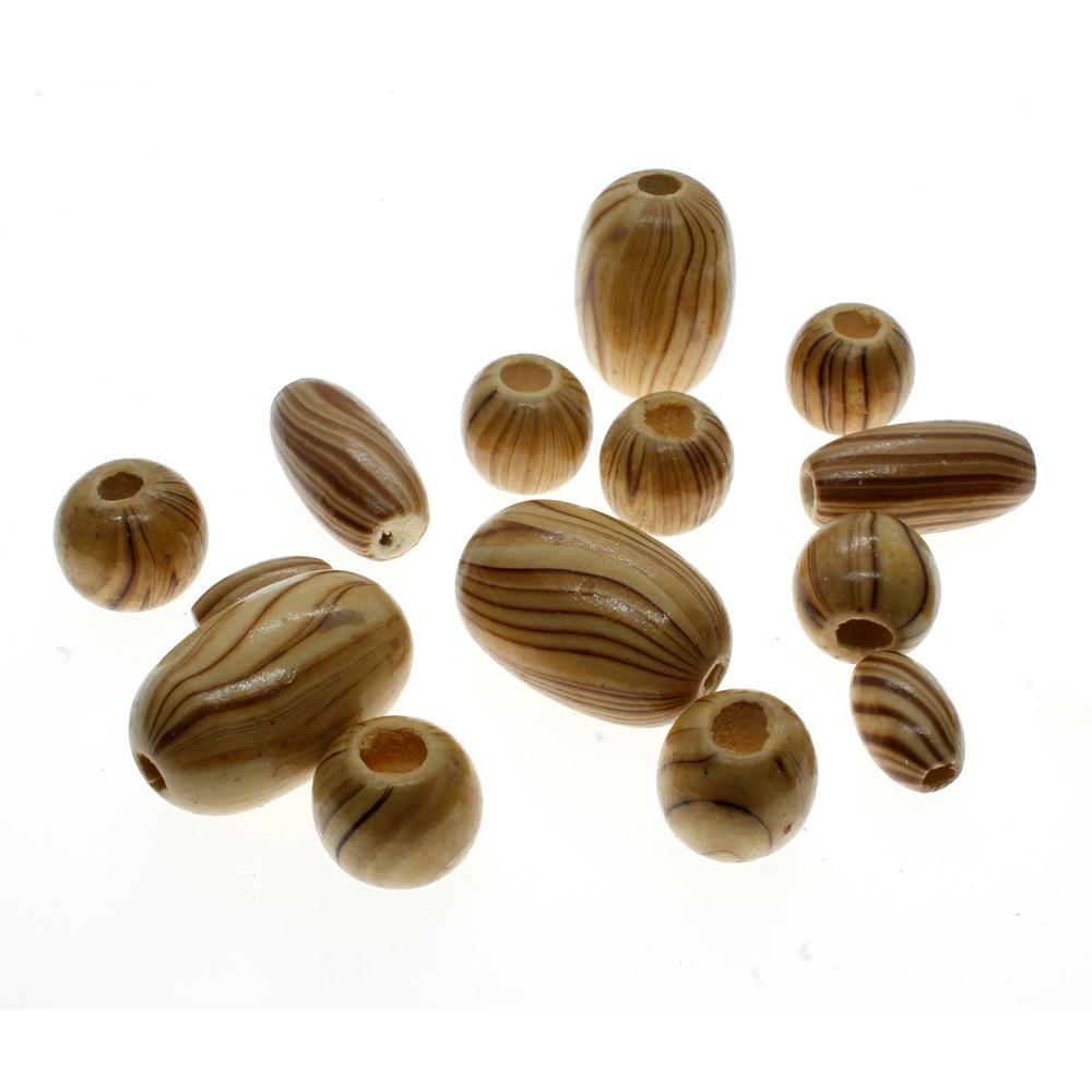 Wood Large Bead Mix 50g - Natural & Brown Colour