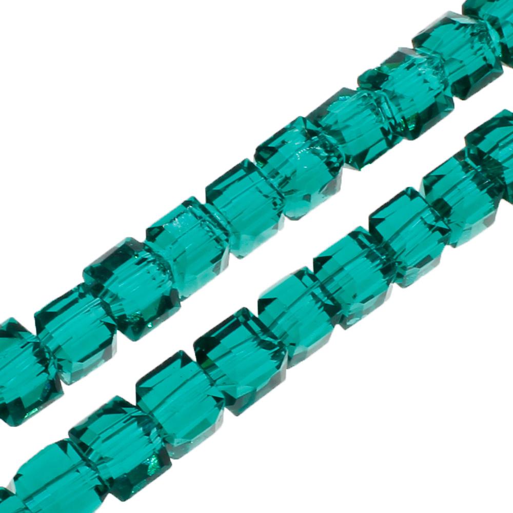 Crystal Faceted Cube 4mm Teal 16" inch