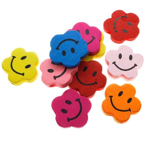 Childrens Wooden Bead - Happy Flower