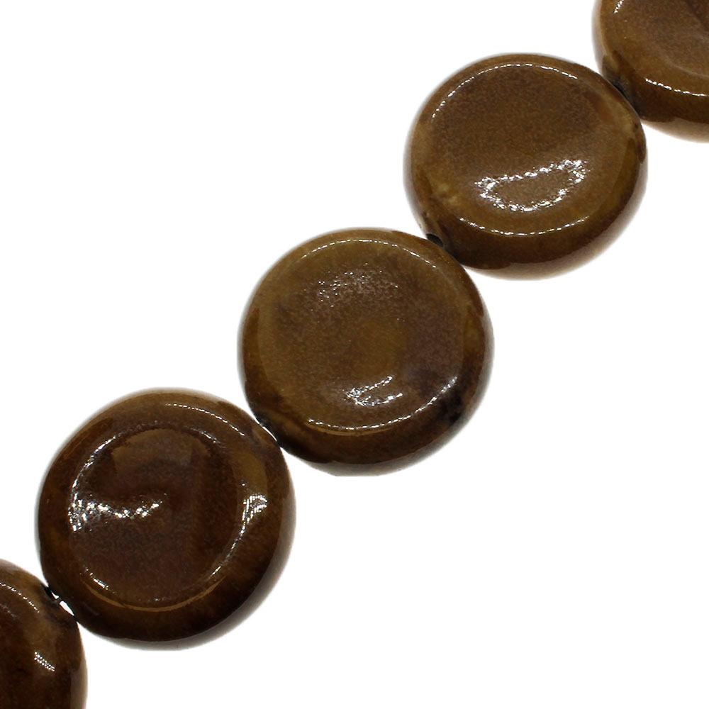 Ceramic Beads - Concave Disc 40mm - Brown
