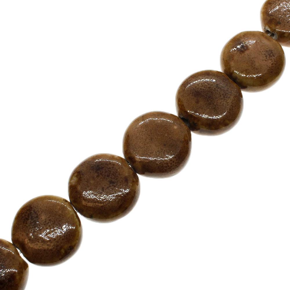 Ceramic Beads - Disc 20mm - Brown