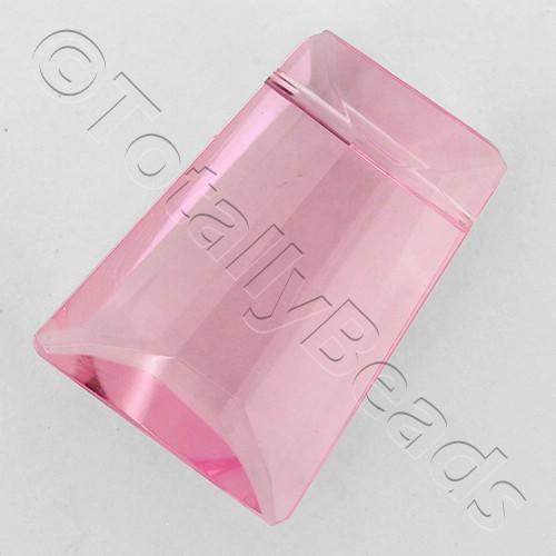 Glass Pendant Facet Rectangle Drop  20mm - Pink