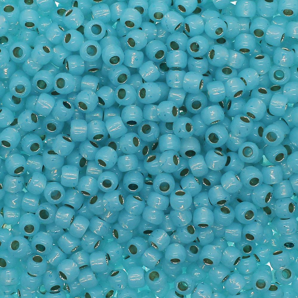 Toho Size 6 Seed Beads 10g - PF Silver Milky Aqua