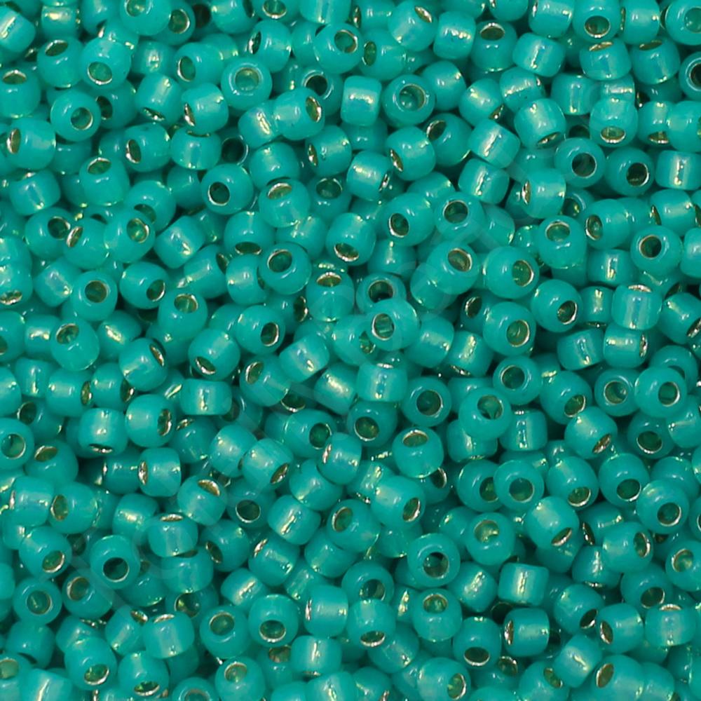 Toho Size 8 Seed Beads 10g Silver Line Milky Teal