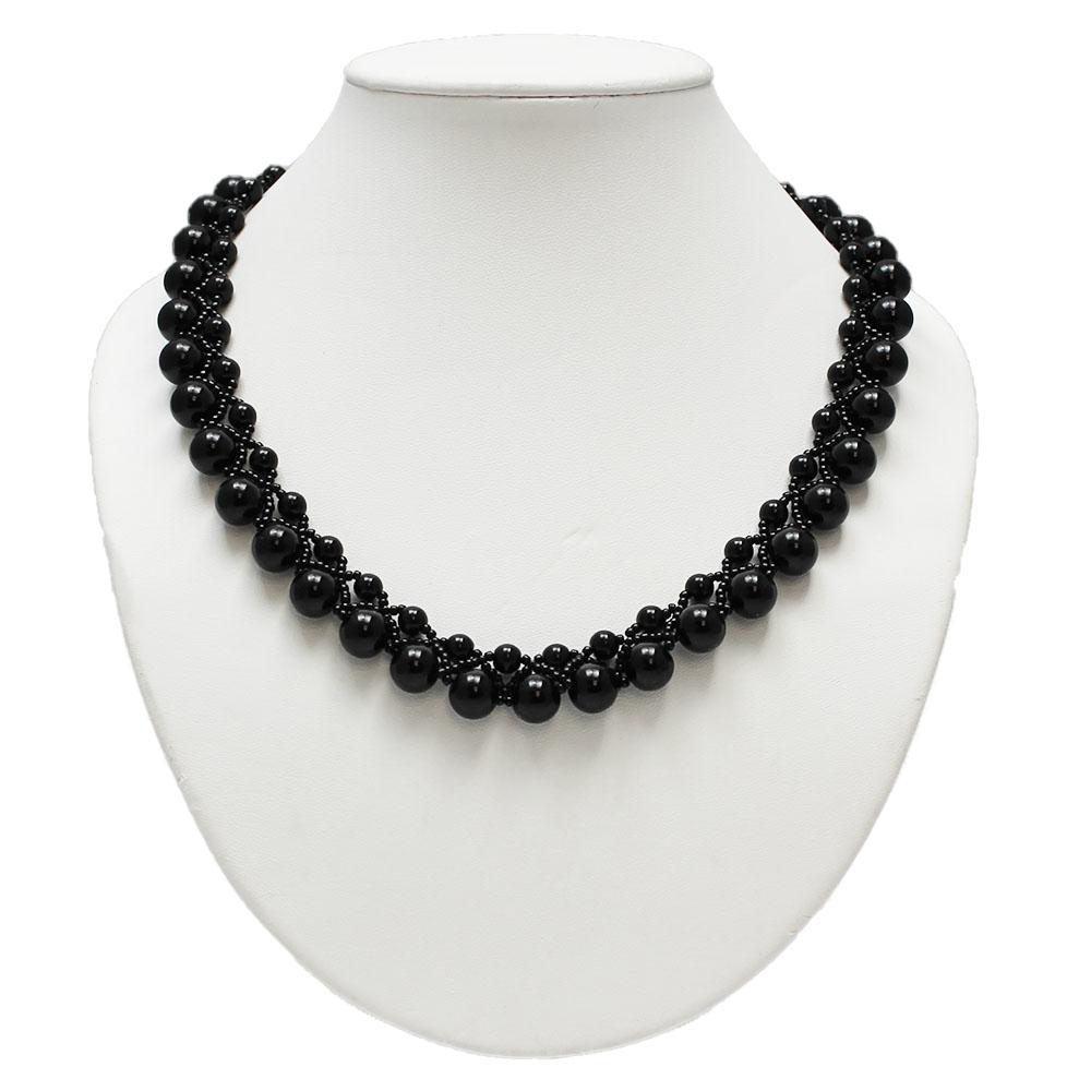 Netted Pearl Necklace - Black