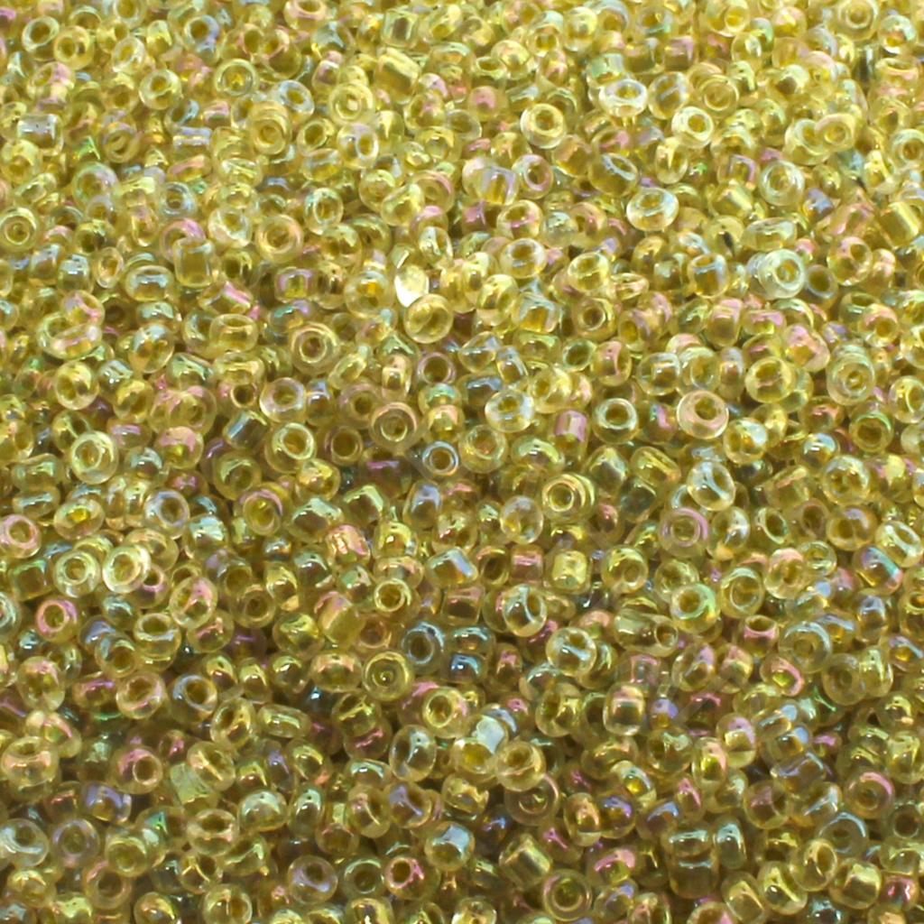 Seed Beads Colour Lined Khaki Green - Size 8 100g