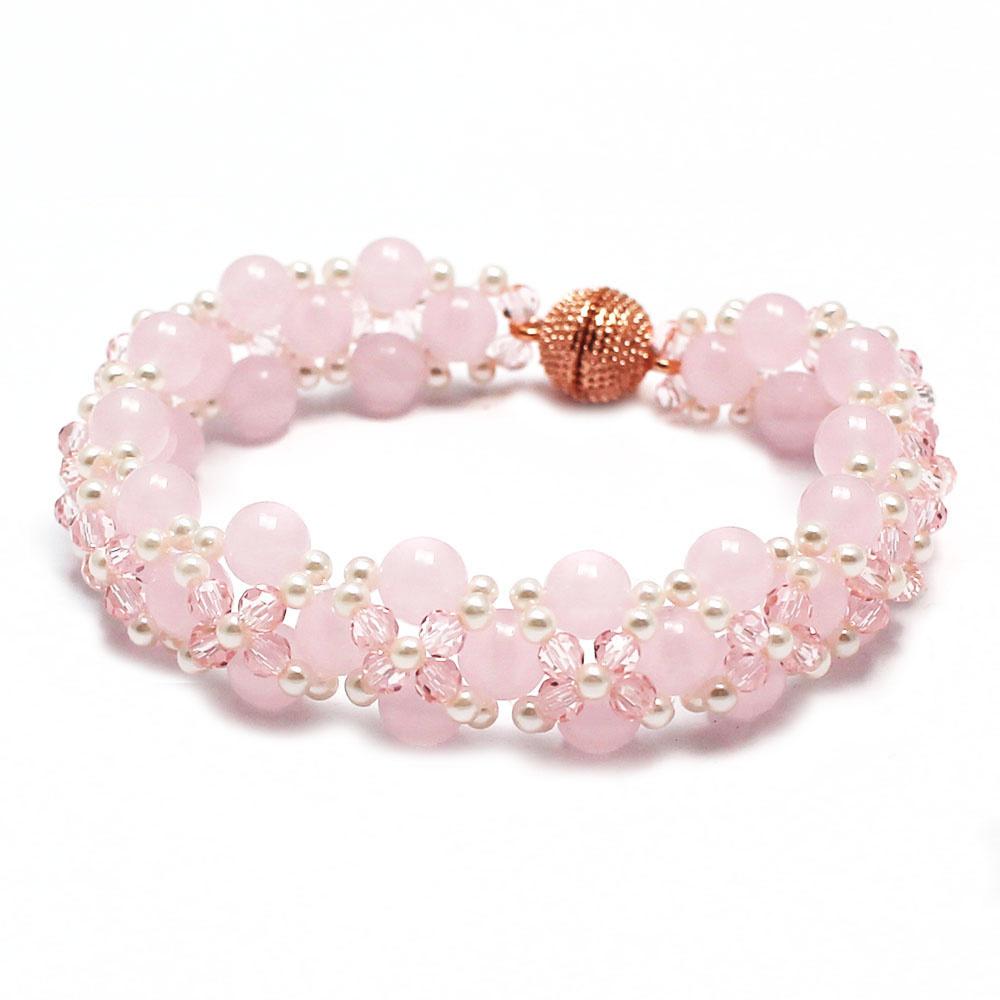 Hugs and Kisses with Opaline beads - Pink