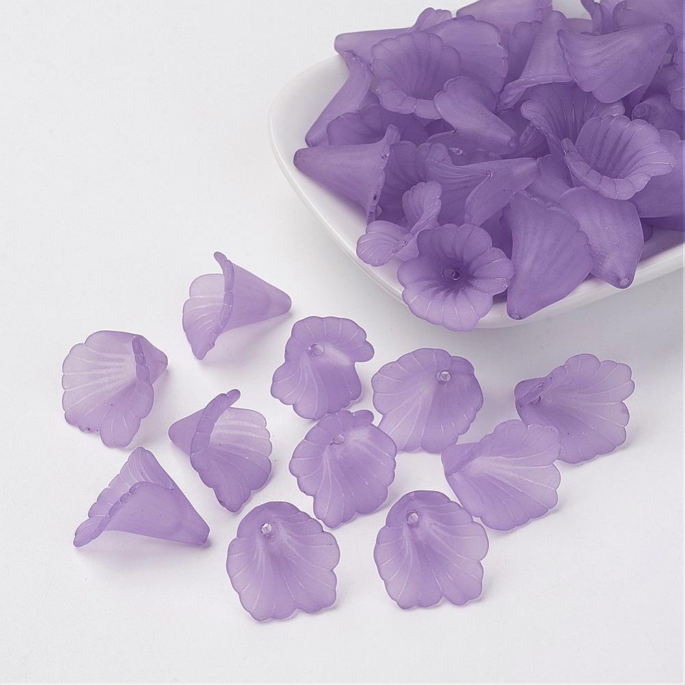 thumbnail image 2 of 14mm Acrylic Frosted Lucite Lily Trumpet Flower Beads – Mixed Colors – UK Seller 2 of 6