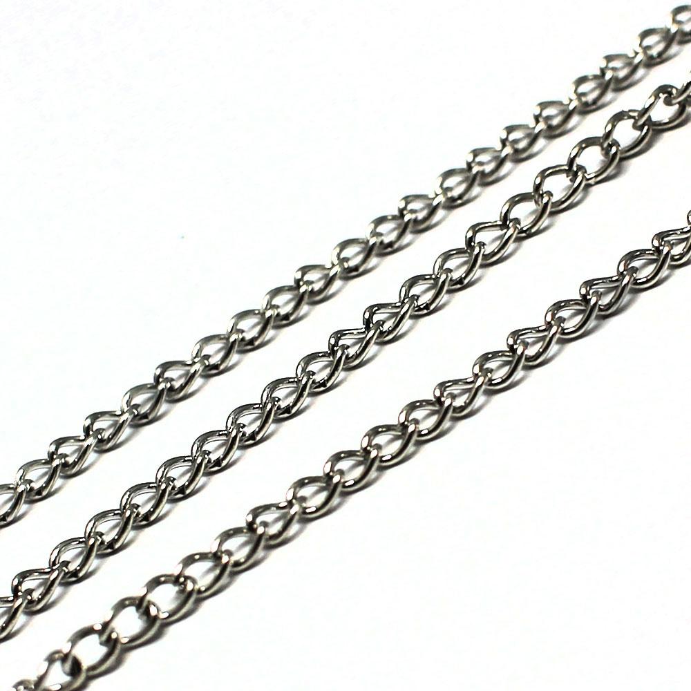 Chain Rhodium Plated - Oval Twist 3x2mm