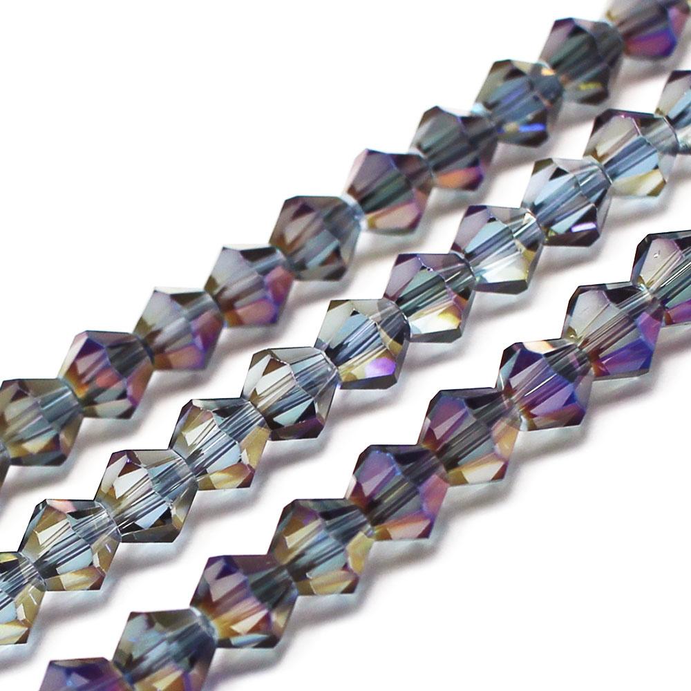 Premium Crystal 8mm Bicone Beads - Clear Purple Rainbow