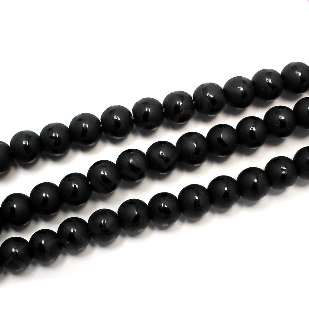 Synthetic Onyx Round Beads 4mm - Wave Design