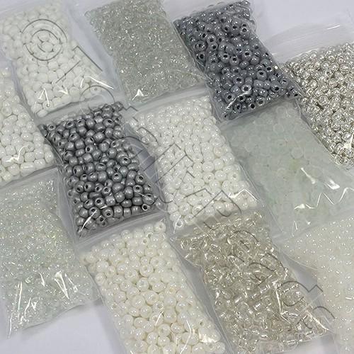 Size 6 Seed Beads Mix 10 x 25g - White/Clear