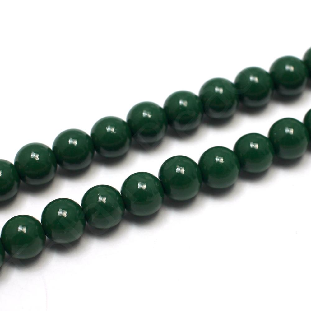 Opaque Glass Round Beads 8mm - Dark Green