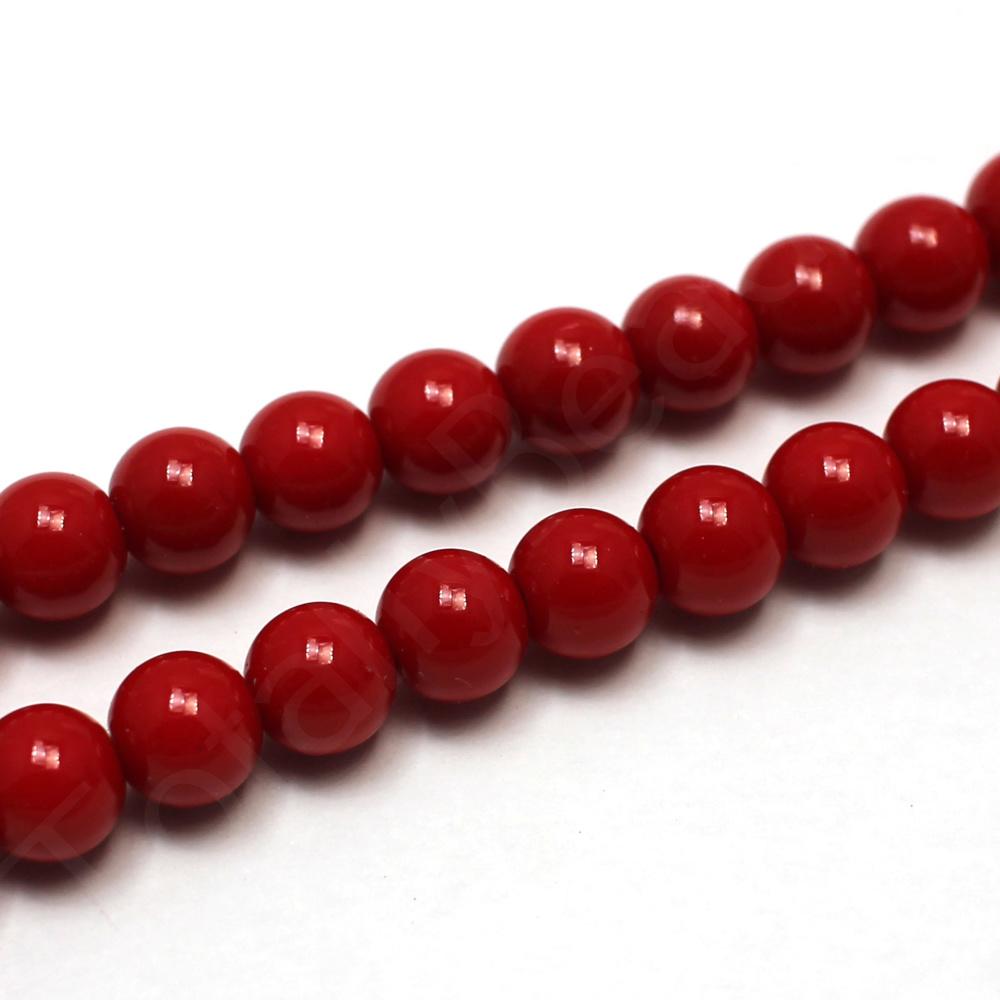 Opaque Glass Round Beads 8mm - Red