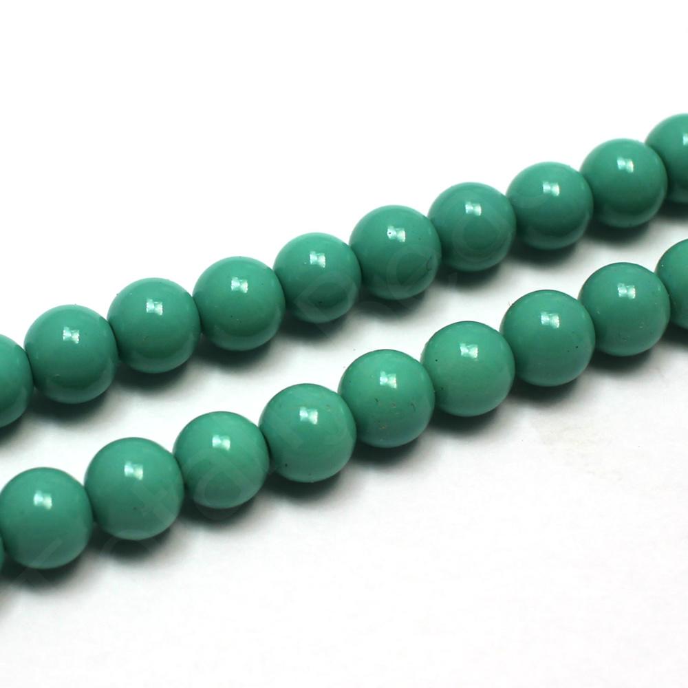 Opaque Glass Round Beads 8mm - Turquoise Green