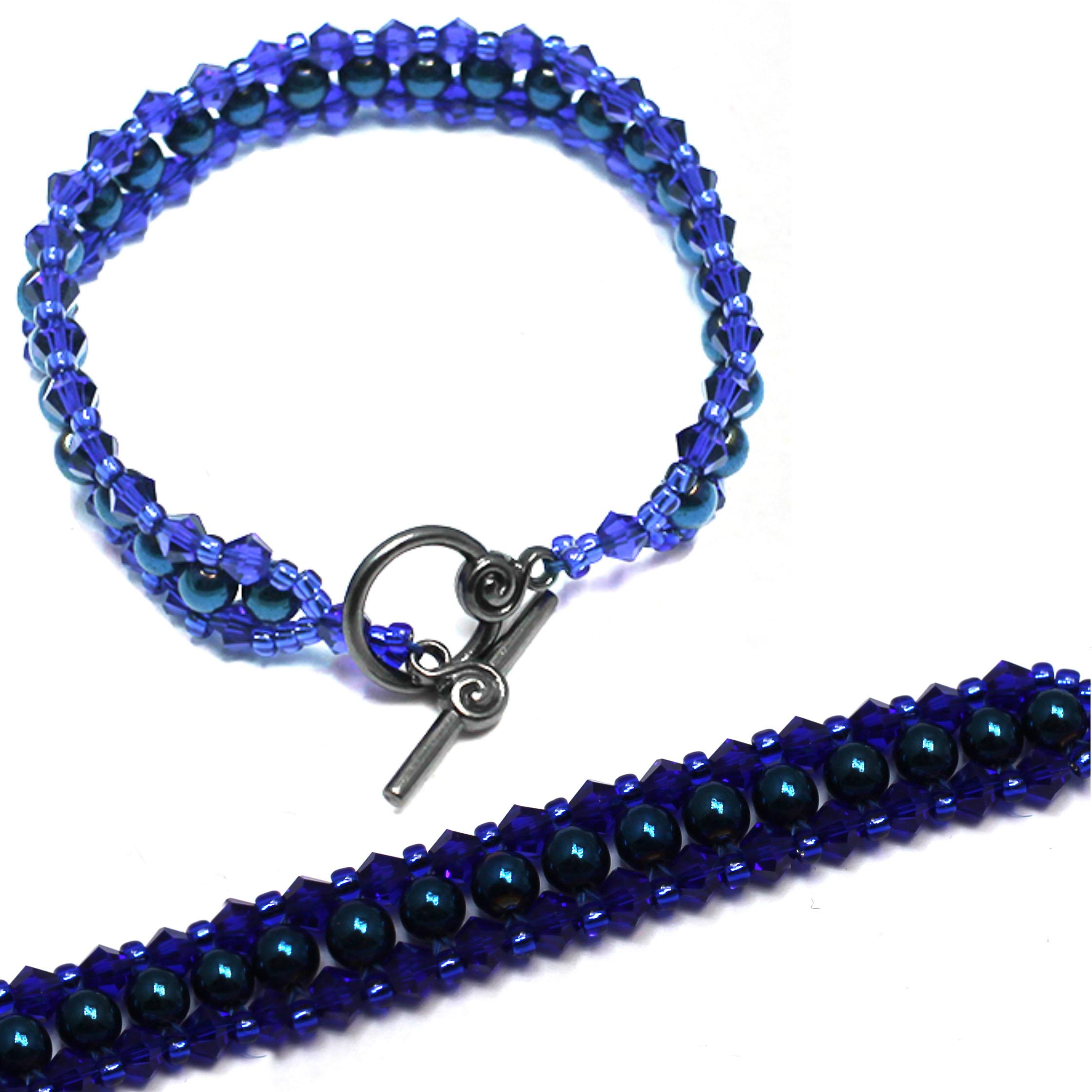 Tennis Hematite & Bicone bracelet - Blue
