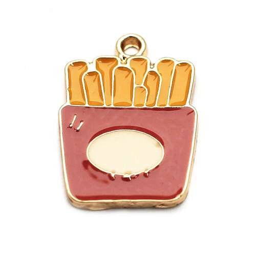 Enamel Gold Charm - Fries 2pc