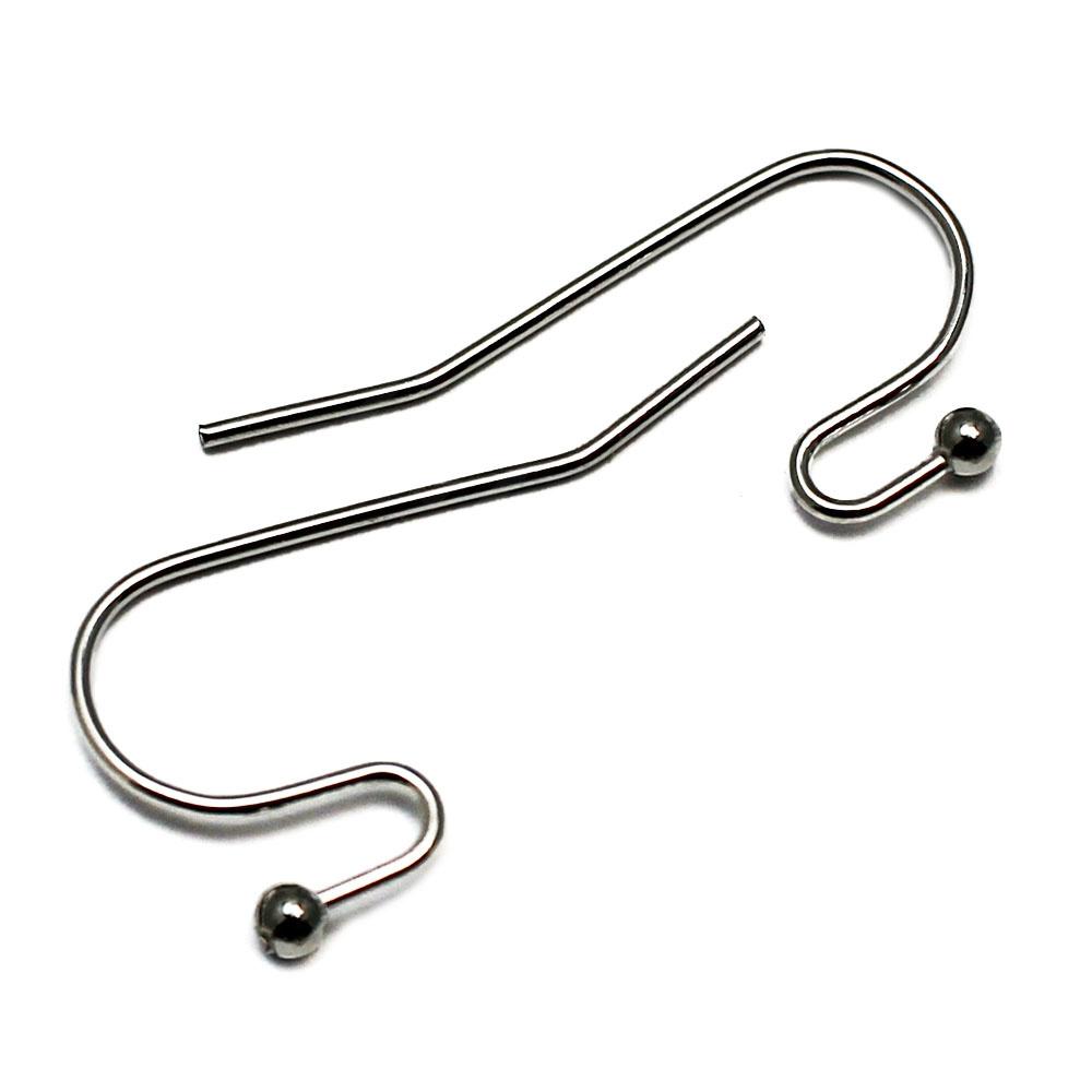 Ear Wire Ball - Rhodium Plated 20 Pairs