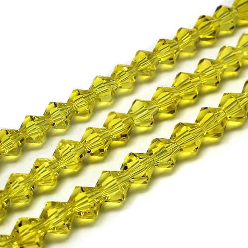 6mm crystal bicone beads yellow — faceted for jewelry making and beadwork