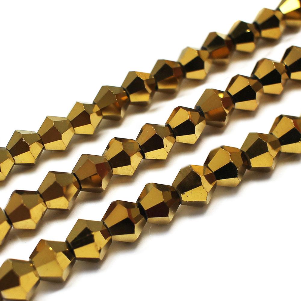 Premium Crystal 6mm Bicone Beads - Gold Plate