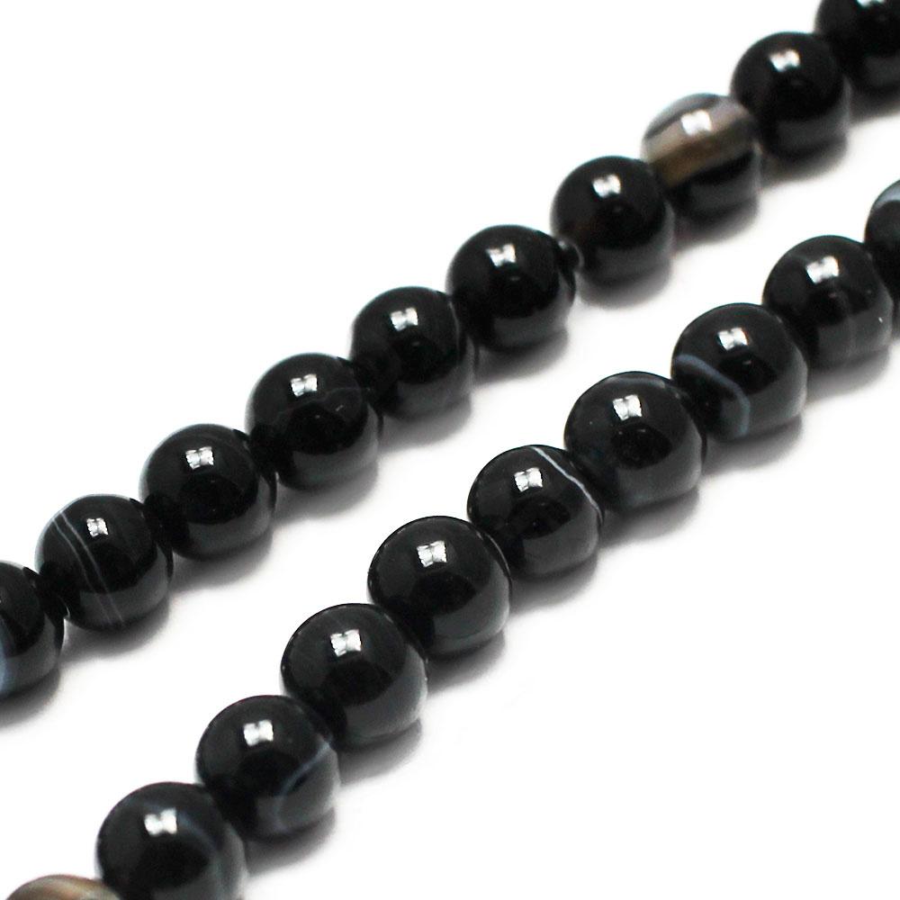 Banded Onyx Round Beads - 6mm 15" inch