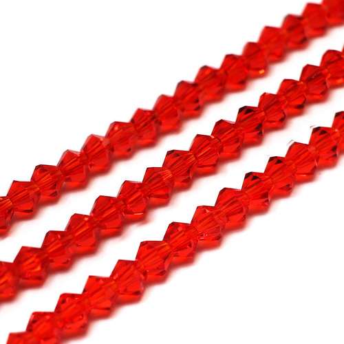 4mm crystal bicone beads red — faceted for jewelry making and beadwork