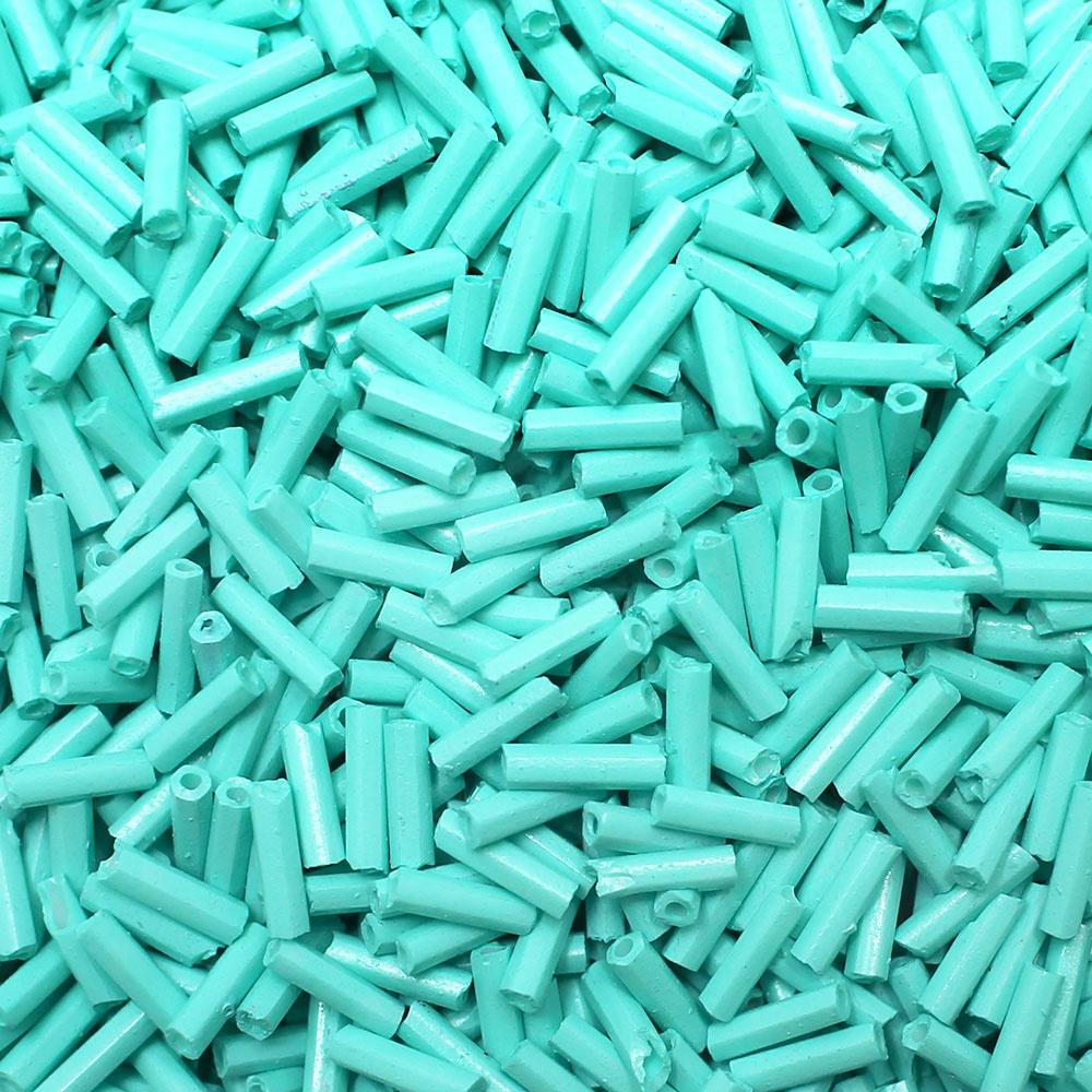Bugle Beads 6mm - Opaque Turquoise 100g
