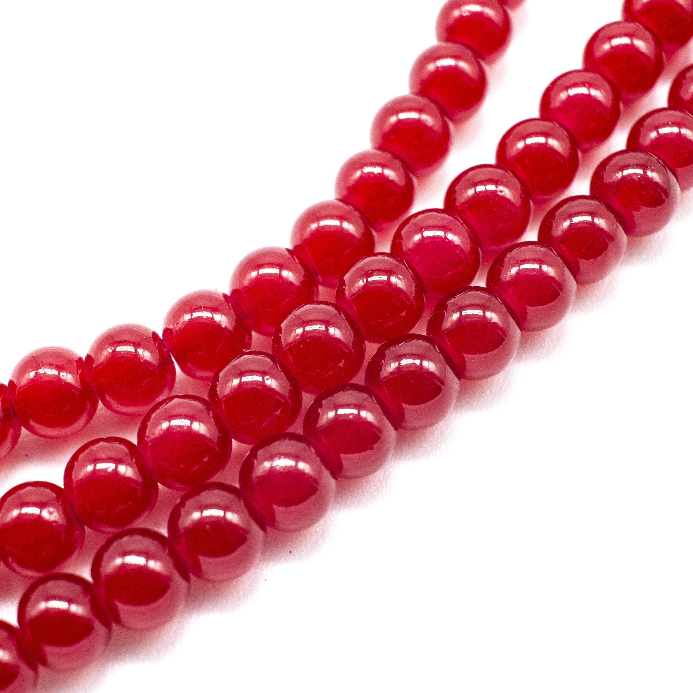 Milky Glass Beads 6mm - Deep Red