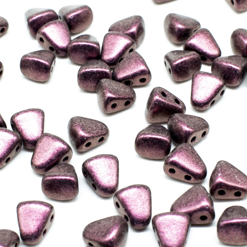 NIB-BIT Czech Glass Beads 30pcs - Metallic Suede Pink