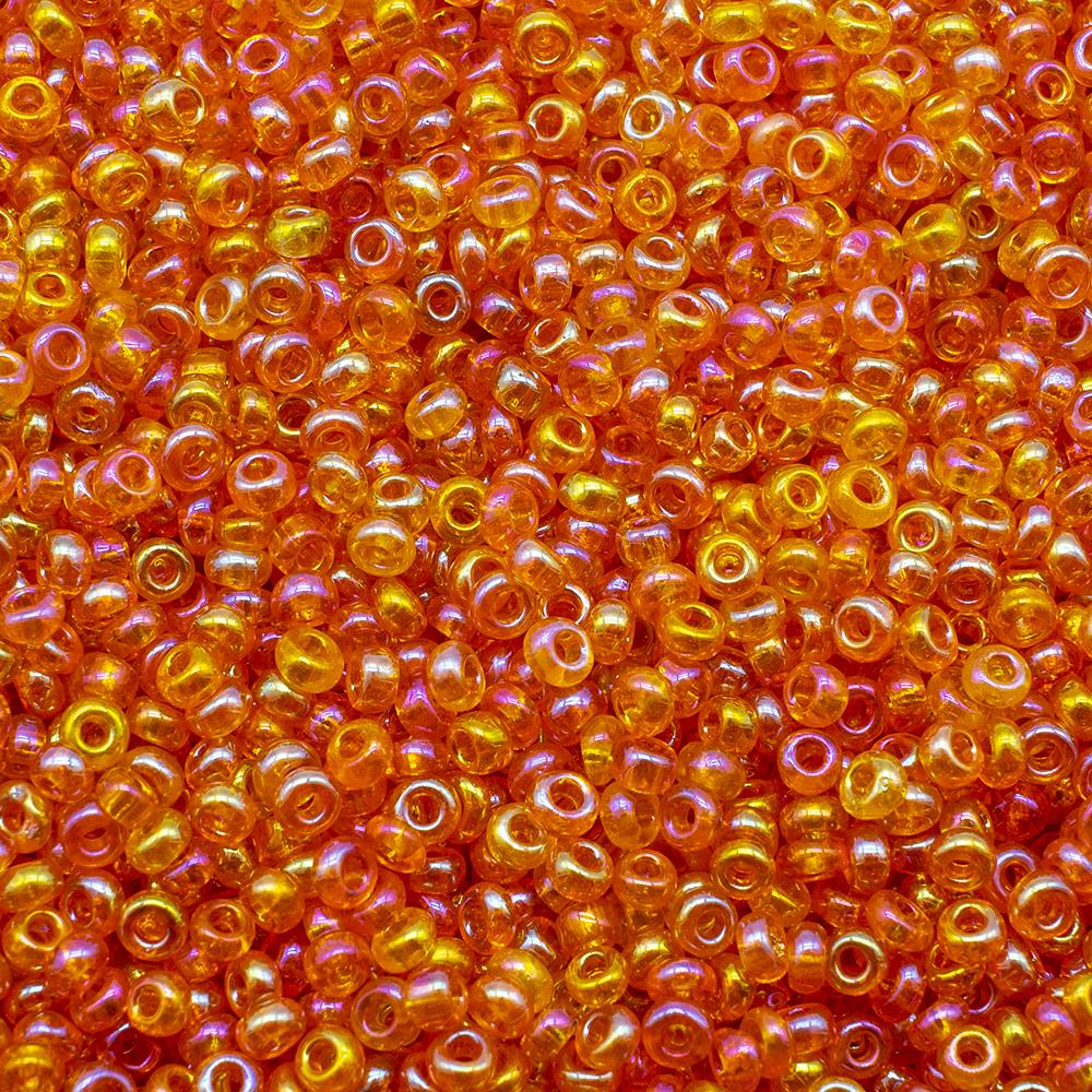 FGB Seed Beads Size 12 Trans Rainbow Sunset Orange - 50g