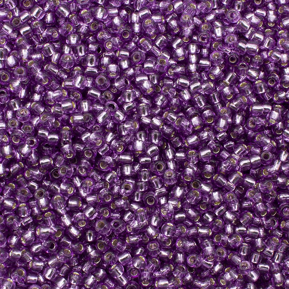 Toho Size 11 Hex Seed Beads 10g - Silver Lined Lt Grape