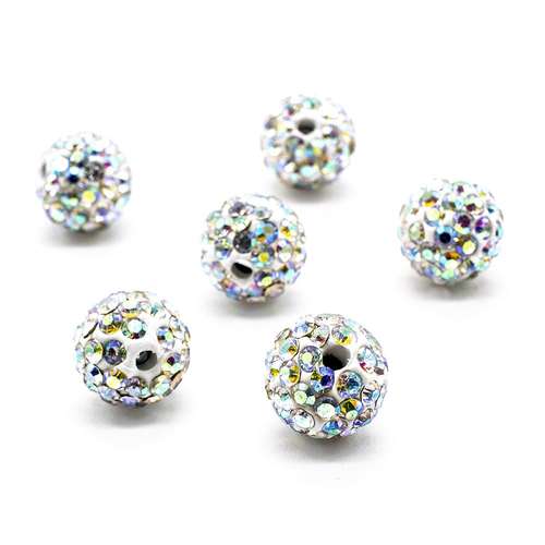 Shamballa Bead 10mm Round - Crystal AB 1pc