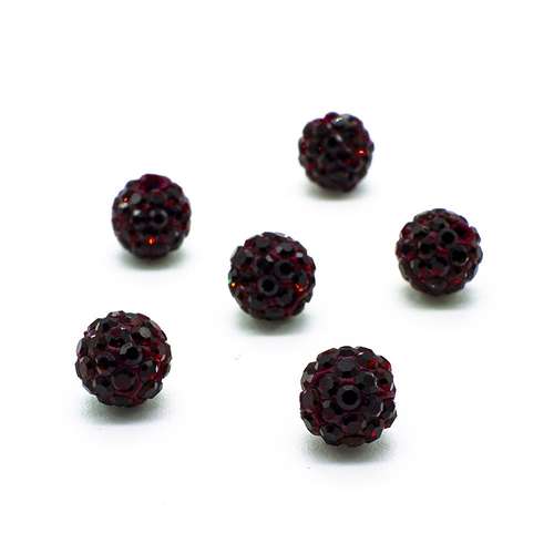 Shamballa Bead 8mm Round - Dark Amethyst 1pc
