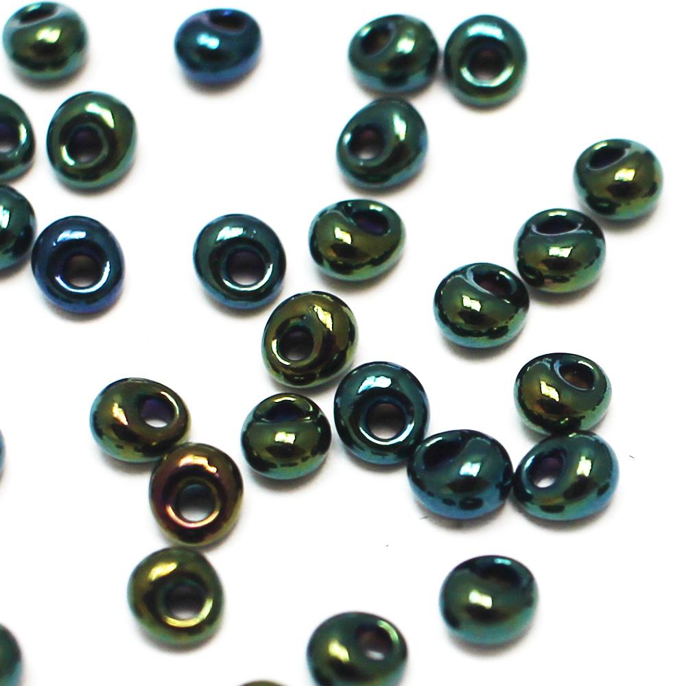 Toho Magatama Beads 3mm 10g - Met. Iris Green