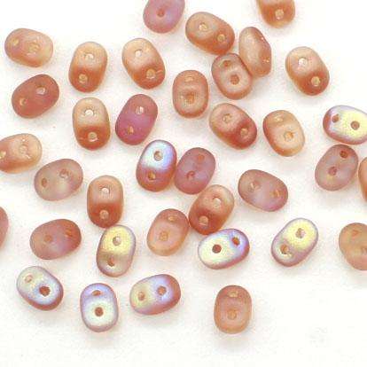 10g Czech glass Rulla beads matte crystal orange rainbow — two-hole beads for jewelry making and bead weaving