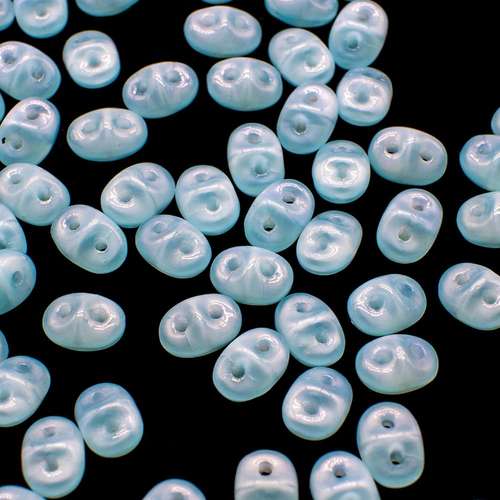 10g Czech glass Rulla beads milky aquamarine — two-hole beads for jewelry making and bead weaving