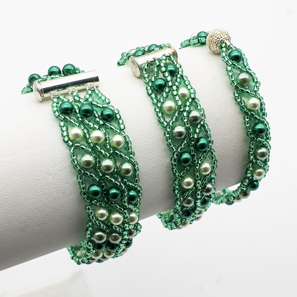 Snake Stitch Make 3 Bracelets - Project Kit - Sea Foam Green